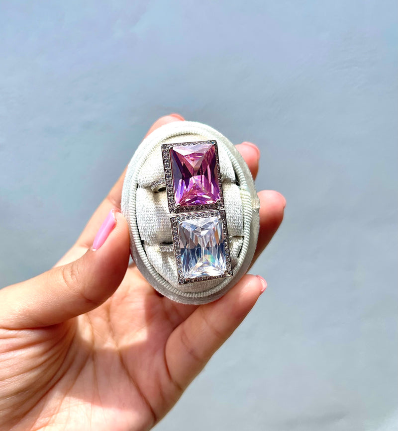 Anillo Trinity Plateado/Rosado