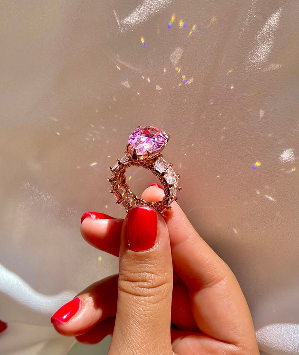 Anillo Baguete Rosado