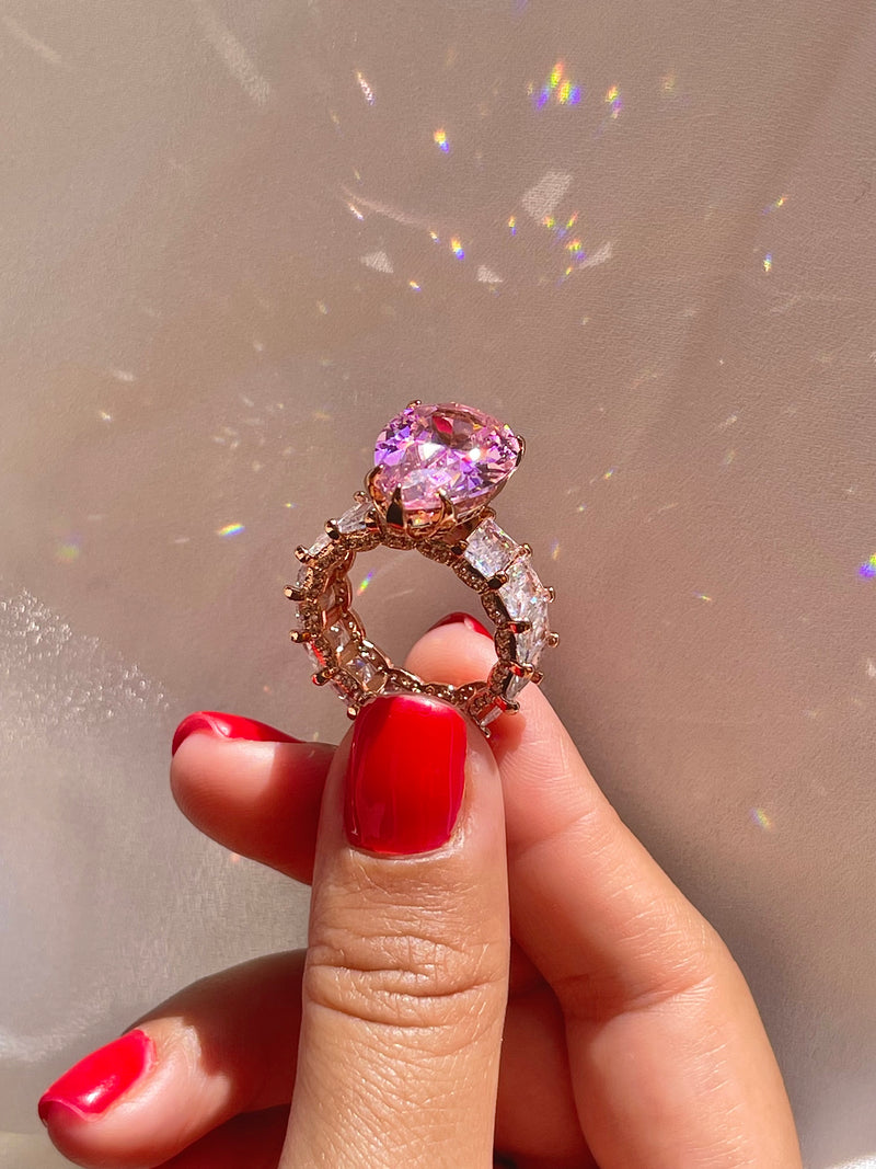 Anillo Baguete Rosado