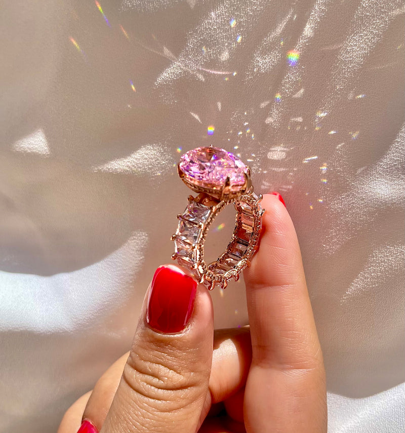 Anillo Baguete Rosado