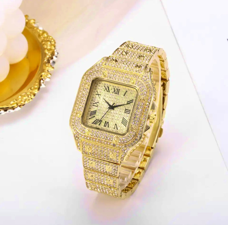 Reloj Dorado Luxe Diamantado