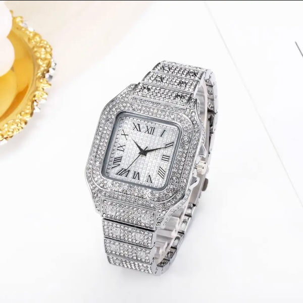 Reloj Plateado Luxe Diamantado